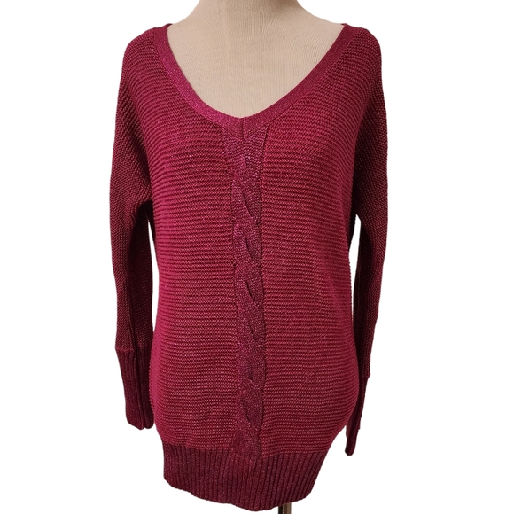 Bebe Shiny Sweater Fuchsia Pink - Picture 1 of 5